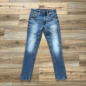 American Eagle AE Athletic Skinny Denim Jeans SZ 29x30 Blue Stretch Distressed